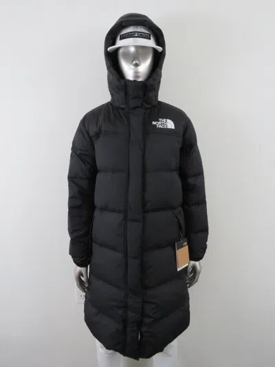 Pre-owned The North Face Womens  Nuptse Long 700-down Insulated Hooded Jacket Parka - Black In Tnf Black / Tnf White Logo
