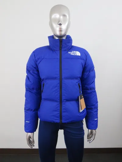 Pre-owned The North Face Womens  Remastered Nuptse 700-down Hooded Jacket - Lapis Blue