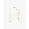 The North Face Womens White Dune Tnf Cropped Cotton Blend Sweatshirt Xl In White
