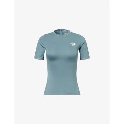 The North Face Womens  X Skims Refina Stretch-woven Short-sleeve Top In Blue