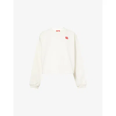 The North Face Womens White Dune Red Box Round-neck Cotton-blend Sweatshirt Xs