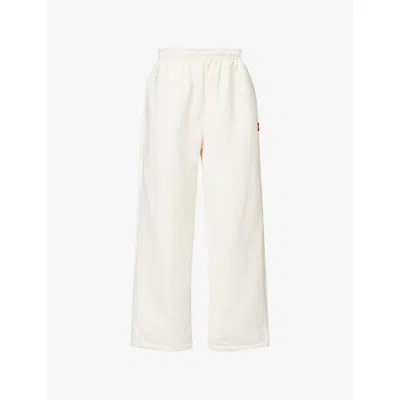 The North Face Womens White Dune Red Box Wide-leg Cotton-blend Jogging Bottoms