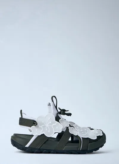 The North Face X Cecilie Bahnsen Floral Appliqué Sandals In Black