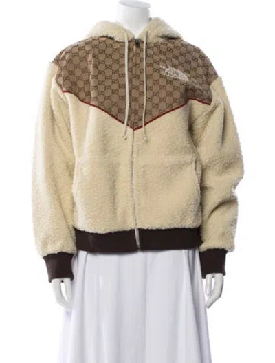 Pre-owned The North Face X Gucci Faux Shearling Faux Fur Jacket W/ Tags In Neutral