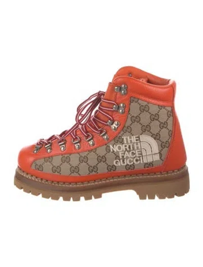 Pre-owned The North Face X Gucci Gg Canvas Canvas Combat Boots In Neutral