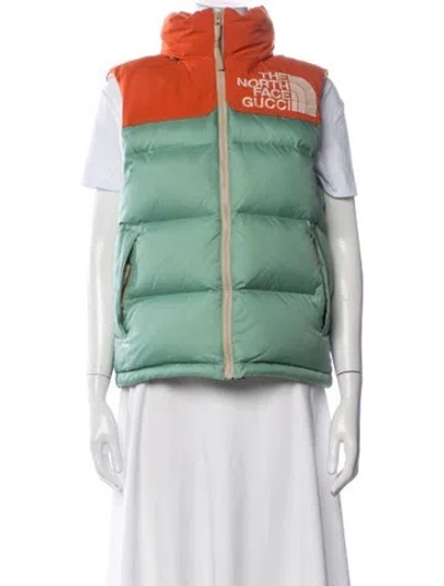 Pre-owned The North Face X Gucci Graphic Print Vest In Green