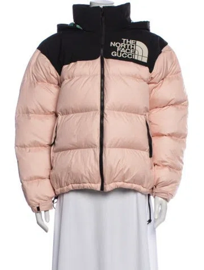 Pre-owned The North Face X Gucci Nylon Colorblock Pattern Down Jacket In Pink