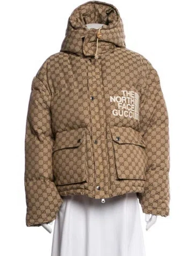 Pre-owned The North Face X Gucci Patterned Down Coat In Neutrals