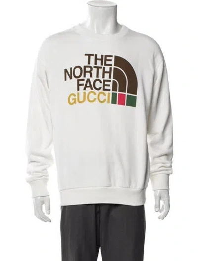 Pre-owned The North Face X Gucci Web Accent Graphic Print Sweatshirt In White