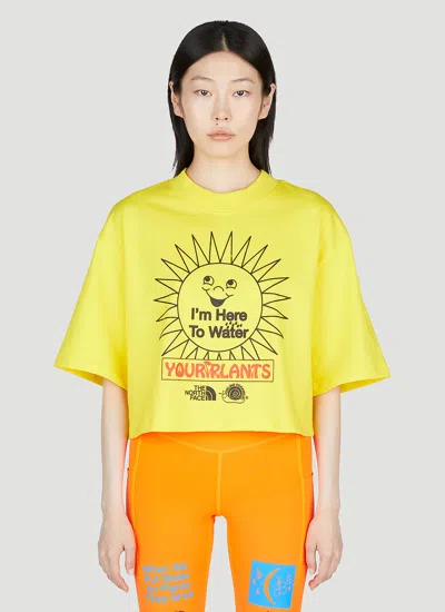The North Face X Online Ceramics Cropped Print T-shirt In Yellow