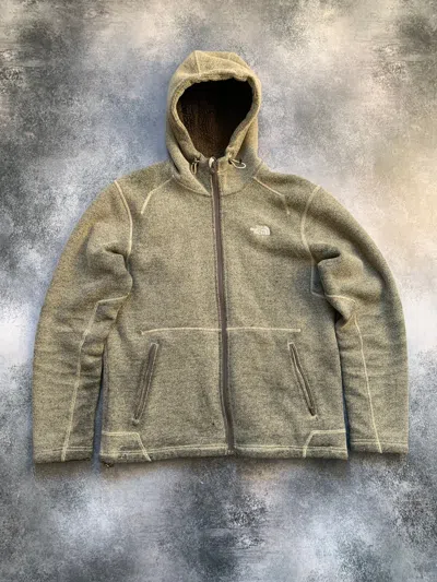 Pre-owned The North Face X Vintage The North Face Zip Fleece Sherpa Hoodie Jacket Vintage In Khaki