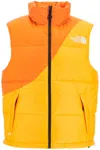 The North Face Color-block Down Vest With Removable Hood In Orange
