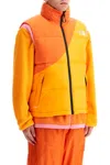 The North Face Color-block Down Vest With Removable Hood In Orange