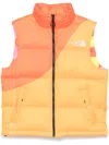 The North Face Color-block Down Vest With Removable Hood In Orange