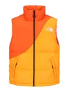 The North Face Color-block Down Vest With Removable Hood In Orange