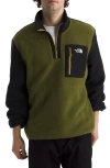 The North Face Yumiori Half Zip Recycled Fleece Pullover In Forest Olive/tnf Black