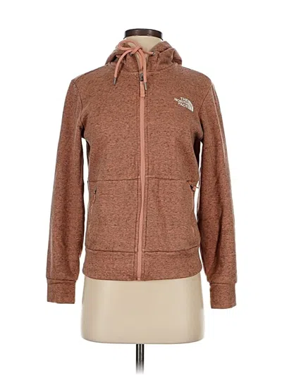 Pre-owned The North Face Zip Up Hoodie In Brown