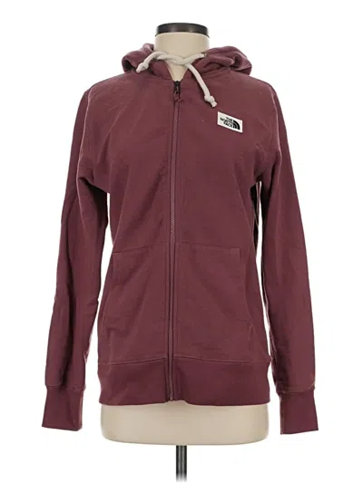 Pre-owned The North Face Zip Up Hoodie In Burgundy