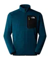 The North Face Full Zip Fleece With Hood And Pockets In Blue