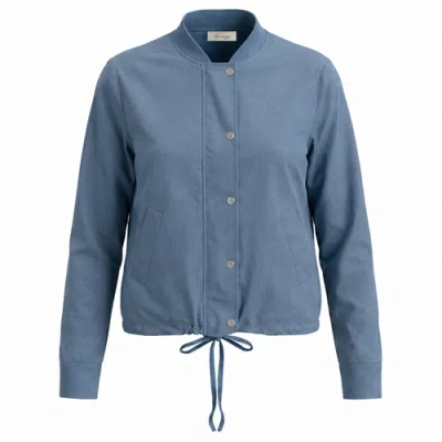 The Norway Club Cotton Snap Button Drawstring Hem Bomber Jacket In Blue