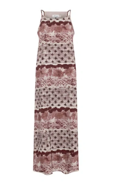 The Norway Club Linen Maxi Invisible Zipper Woven Jumper In Burgundy