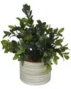 The Novogratz Eucalyptus Green Faux Foliage Artificial Plant With Patterned Porcelain Pot In Green