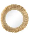 The Novogratz Light Brown Seagrass Wall Mirror With Fringe Detailing In Brown