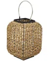 The Novogratz Brown Dried Plant Handmade Candle Lantern With Glass Holder And Handle In Brown