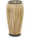 The Novogratz Brown Wicker Handmade Slatted Frame Vase With Black Metal Accents In Brown
