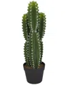 The Novogratz Cactus Green Faux Foliage Artificial Plant With Black Round Pot In Green