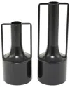The Novogratz Set Of 2 Black Metal Vase With Handles In Black