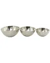 The Novogratz Set Of 3 Silver Aluminum Faceted Decorative Bowl In Silver