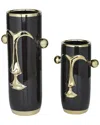 The Novogratz Set Of 2 Ceramic Face Vases In Black
