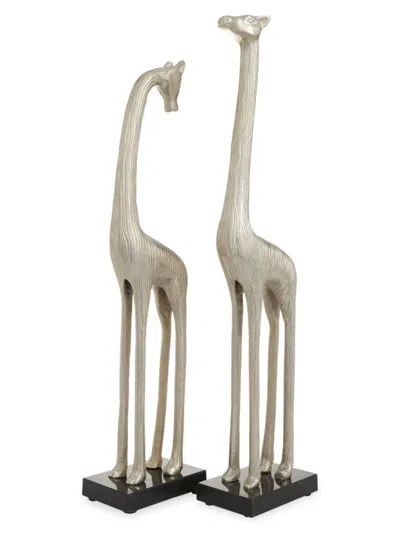 The Novogratz Kids' Set Of 2 Silvertone Giraffe Sculpture In Metallic