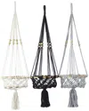 THE NOVOGRATZ THE NOVOGRATZ SET OF 3 MACRAME HINGING WALL PLANTERS