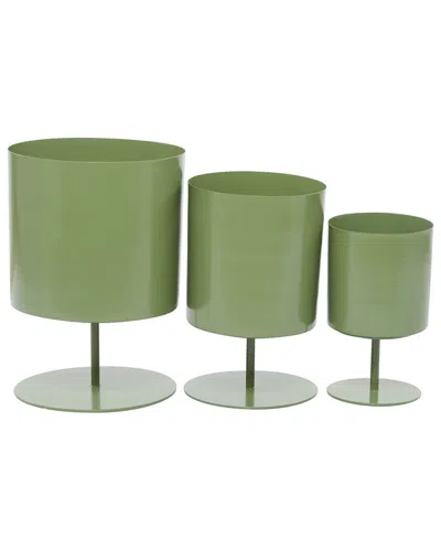 The Novogratz Set Of 3 Metal Planters In Green