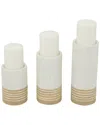 The Novogratz Set Of 3 White Metal Striped Pillar Candle Holder In White