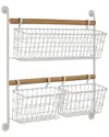 The Novogratz White Metal Wall Mounted 3 Hanging Baskets Magazine Rack Holder In White