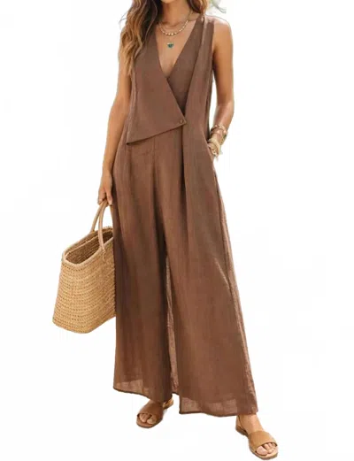 The Nu Vintage Sienna Solstice Wrap Jumpsuit In Chocolate In Brown