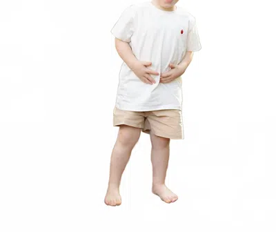 The Oaks Apparel Kids' Athletic Waistband Shorts In Tan In White