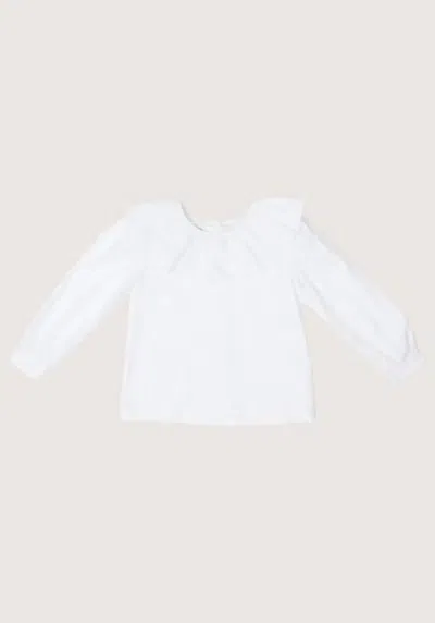 The Oaks Apparel Kids' Girls' Larrison Dot Ruffle Collar Shirt In White