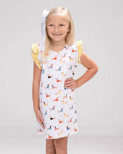 The Oaks Apparel Kids' Lori Darling Pups Dress In White