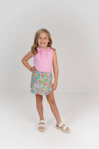 The Oaks Apparel Kids' Lucy Ruffled Collar Shirt In Hot Pink
