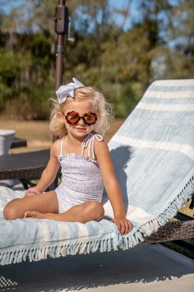 The Oaks Apparel Kids' Watersound Floral Millefleur One Piece In White In Blue