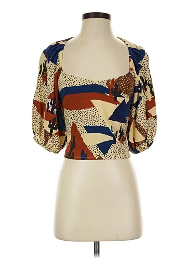 Pre-owned The Odells 3/4 Sleeve Blouse In Gold