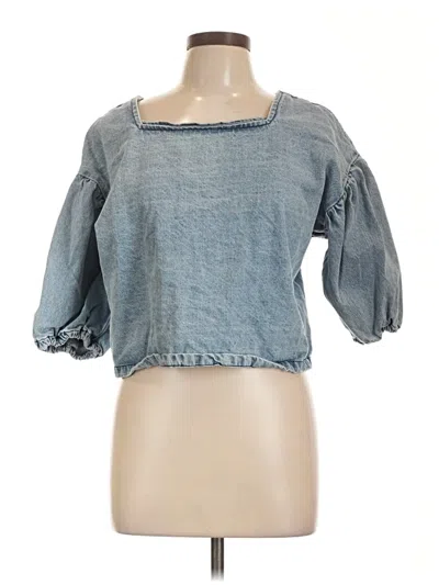Pre-owned The Odells 3/4 Sleeve Top Blue Square Neckline Tops