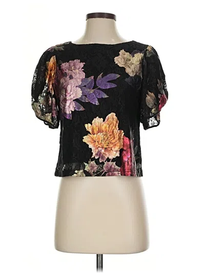 Pre-owned The Odells Short Sleeve Blouse In Black