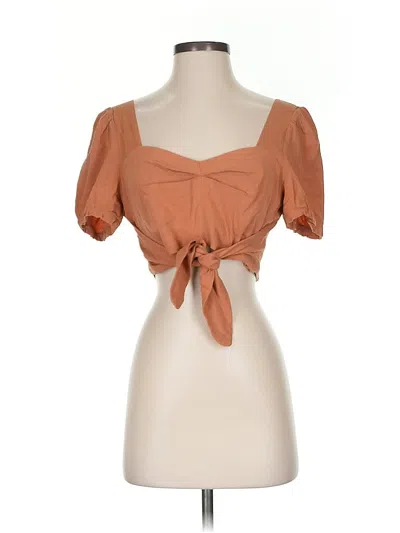 Pre-owned The Odells Short Sleeve Blouse In Brown