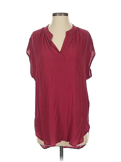 Pre-owned The Odells Short Sleeve Blouse In Burgundy