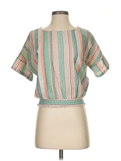 Pre-owned The Odells Short Sleeve Top Green Square Neckline Tops